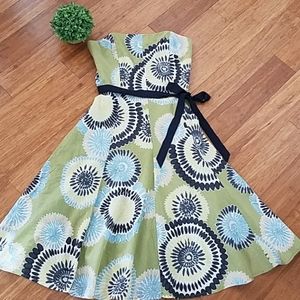 BCBGMaxAzria multicolor watercolor strapless dress